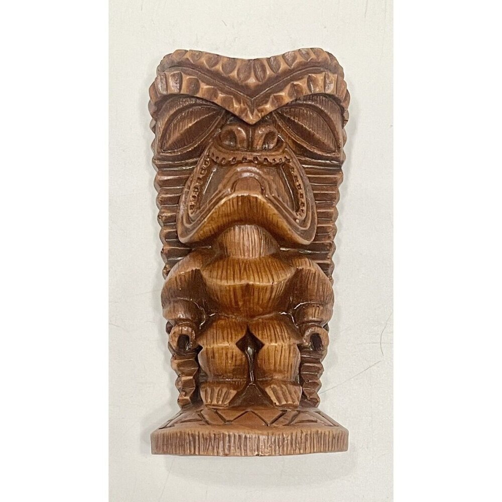 Hapa Wood Lucky Tiki 3.5” Coco Joe’s Hawaiian Figure Hawaii Vintage Good Fortune